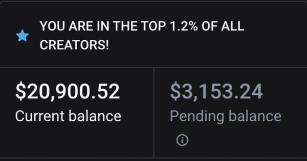 Screenshot aus OnlyFans: You are in the top 1.2% of all creators